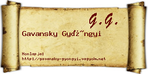 Gavansky Gyöngyi névjegykártya
